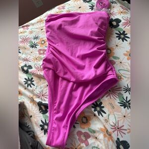 Shade & Shore Fuchsia High Leg Cheeky Swimsuit